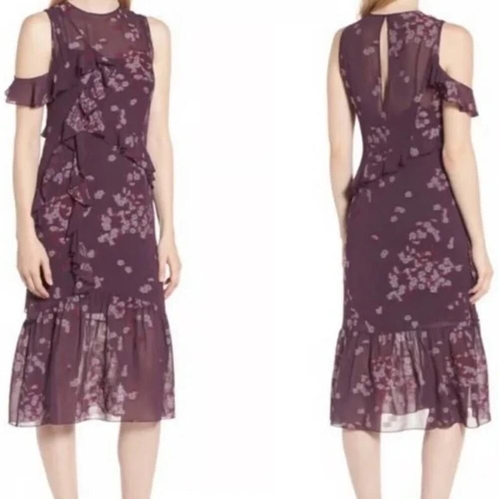 Anthropologie / Lewit ruffled floral Midi dress size 8 M